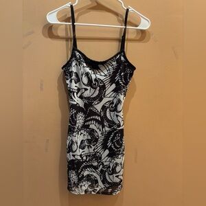 Ed Hardy Y2K Life is a Gamble bodycon mini Slip dress tattoo style print Size XS